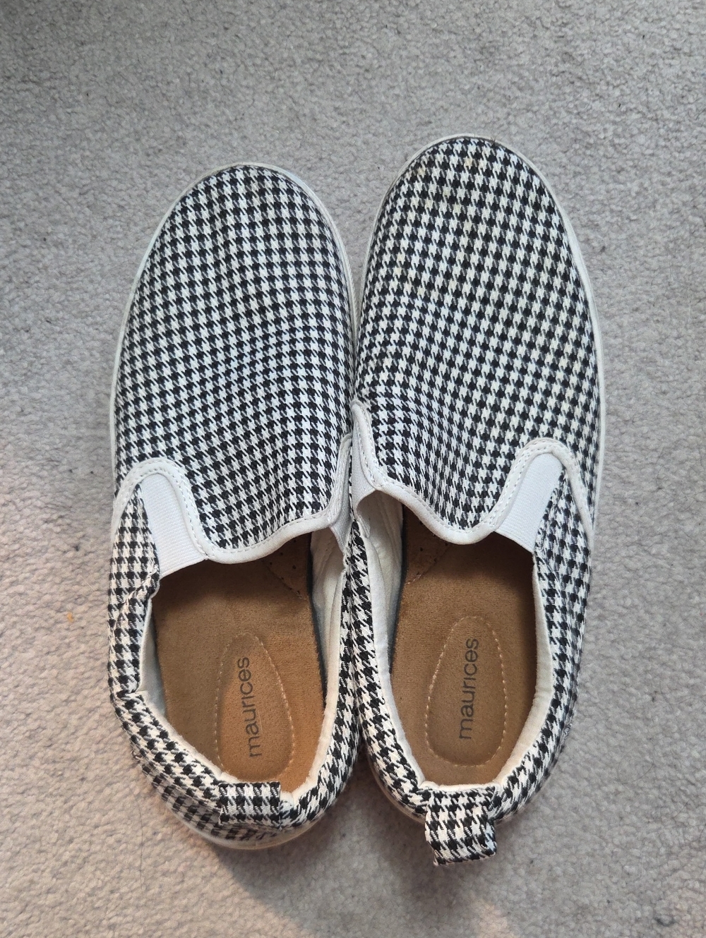 Maurices Black & White Houndstooth Slip-On Sneakers